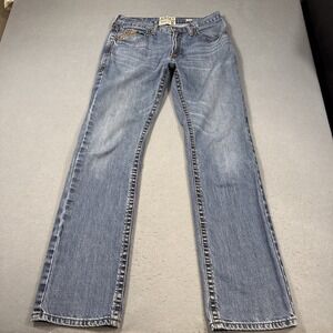 JEANS Ariat M5  Mens 33/36 Blue Straight Fit Straight Leg WHISKERING